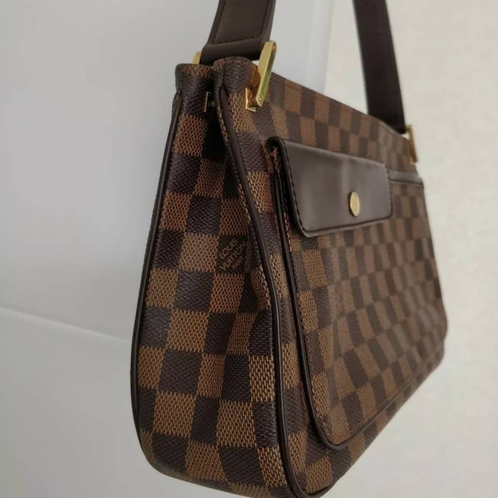 Louis Vuitton Damier Ebene Canvas Shoulder Baguette Brown